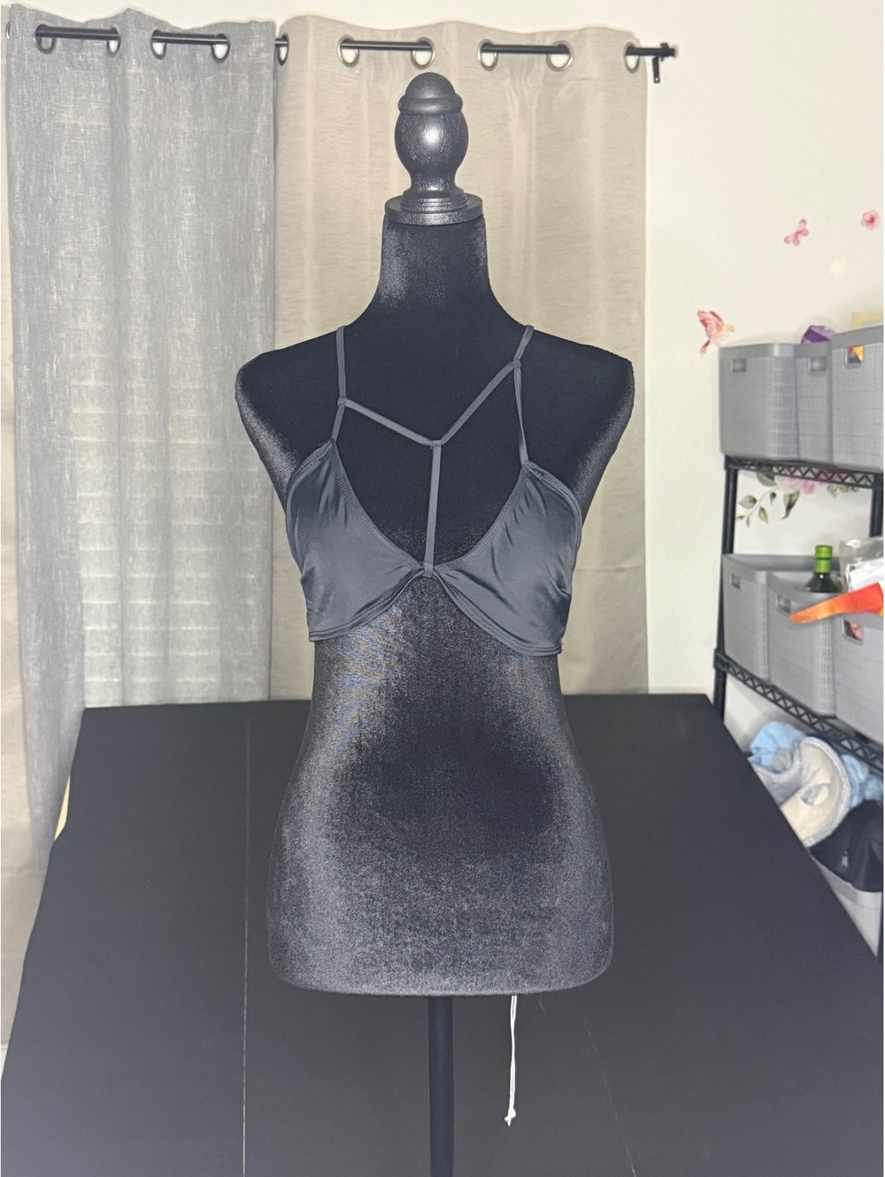 Windsor Black Strappy Bralette Top Size L